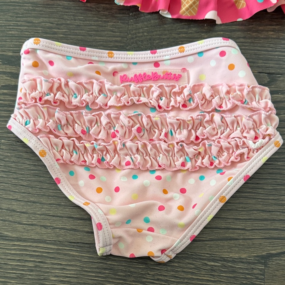 Ruffle Butts Girls' Pink Ice Cream Print Rash Guard Swim Set - Picture 7 of 7